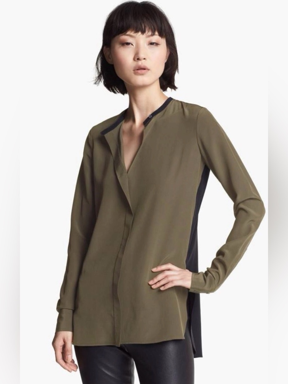 Size 12 VINCE Silk Color Block Shirt